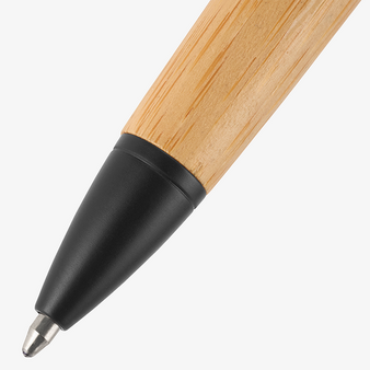 Bambus-Kugelschreiber Schwarz mit einseitiger Lasergravur