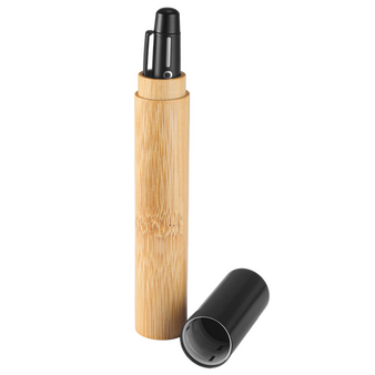 Bambus-Kugelschreiber Schwarz mit einseitiger Lasergravur