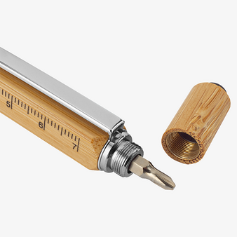 Bambus-Multifunktionskugelschreiber mit einseitiger Lasergravur