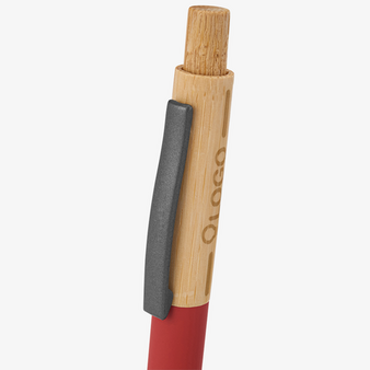 Bambus-Softtouch-Kugelschreiber mit einseitiger Lasergravur