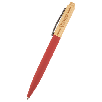 Bambus-Softtouch-Kugelschreiber mit einseitiger Lasergravur