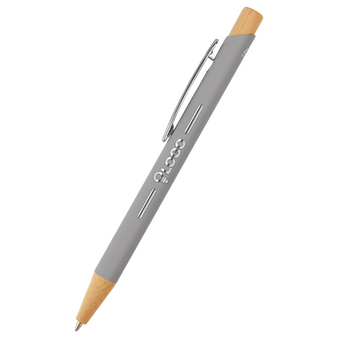 Bambus-Softtouch-Kugelschreiber Pastell mit einseitiger Lasergravur