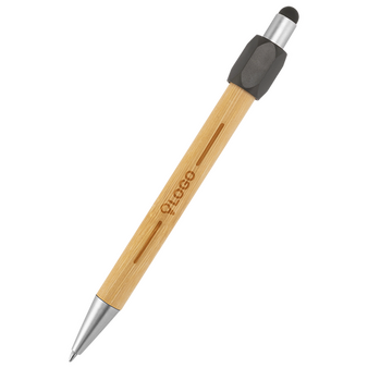 Bambus-Touchpen-Kugelschreiber Spinner mit einseitiger Lasergravur