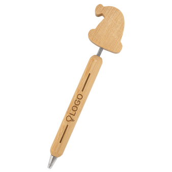 Bambus-Weihnachtskugelschreiber mit einseitiger Lasergravur