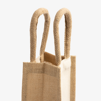 Baumwoll-Jute-Flaschentasche laminiert, Henkel