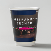 Becher doppelwandig 300ml, 4/0-farbig (CMYK), Vorderansicht