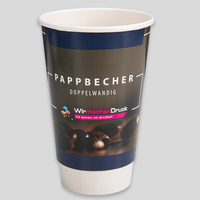 Becher doppelwandig 400ml, 4/0-farbig (CMYK), Vorderansicht