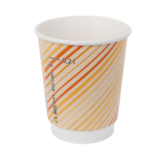 Becher doppelwandig mit Eichstrich 200 ml, 4/0-farbig