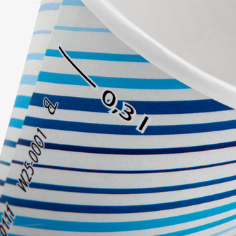 Becher einwandig mit Eichstrich 300 ml, 4/0-farbig