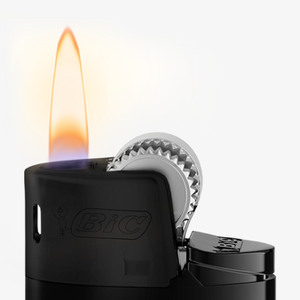 BIC®-Reibradfeuerzeug Mini schwarz, 1-farbig beidseitig bedruckt