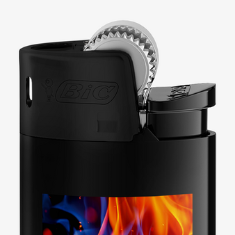 BIC®-Reibradfeuerzeug Mini schwarz, 4/0-farbig einseitig bedruckt