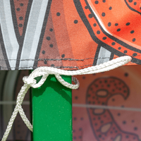 Bierbank, fabig bedruckt, details