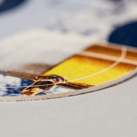 Bierdeckel farbig bedruckt, Doppelkreis Form, liegend