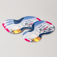 Bierdeckel farbig bedruckt, Doppelkreis Form, liegend