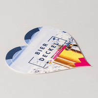 Bierdeckel farbig bedruckt, Herz Form, liegend