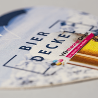 Bierdeckel farbig bedruckt, Herz Form, liegend