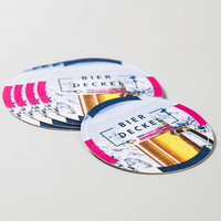 Bierdeckel, farbig bedruckt, rund, liegend