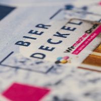 Bierdeckel, farbig bedruckt mit Text,Sechseck, liegend