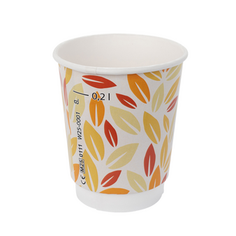 Bio-Becher doppelwandig mit Eichstrich 200 ml, 4/0-farbig