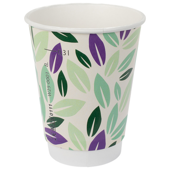 Bio-Becher doppelwandig mit Eichstrich 300 ml, 4/0-farbig