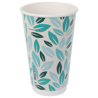 Bio-Becher doppelwandig mit Eichstrich 400 ml, 4/0-farbig (CMYK)