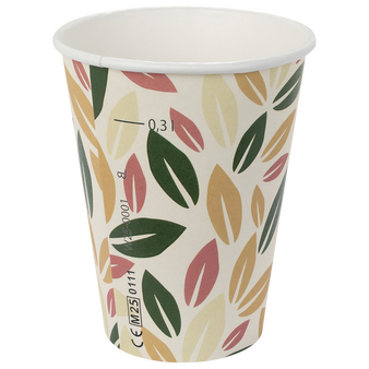 Bio-Becher einwandig mit Eichstrich 300 ml, 4/0-farbig (CMYK)