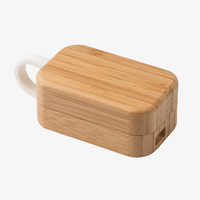 Bluetooth 5.0 In-Ear-Kopfhörer mit Ladebox aus Bambus und Freisprechfunktion geschlossen seitlich