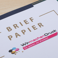 Briefpapier, farbig bedruckt, Gold Schrift, liegend