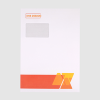 Briefumschlag DIN C4 (Lasche an der breiten Seite), haftklebend mit Fenster, einseitig 4/0 farbig bedruckt