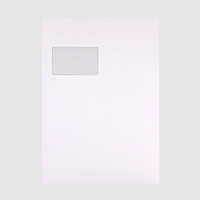 Briefumschlag DIN C4 (Lasche an der breiten Seite), haftklebend mit Fenster, unbedruckt weiß