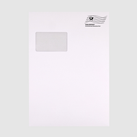 Briefumschlag DIN C4 (Lasche an der breiten Seite), haftklebend mit Fenster, weiß, bedruckt mit Dialogpost Frankierwelle