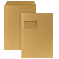 Briefumschlag DIN C4 (Lasche an der schmalen Seite), selbstklebend mit Fenster, unbedruckt braun