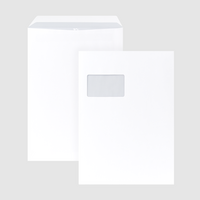 Briefumschlag DIN C4 (Lasche an der schmalen Seite), selbstklebend mit Fenster, unbedruckt weiß