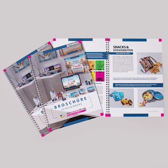 Broschüre mit Metall-Spiralbindung Endformat DIN A7 quer