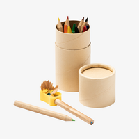 Bunt- und Holzstifte-Set 13-teilig inkl. Spitzer, geöffnet Stifte sichtbar, spitzer liegt daneben