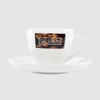 Tasse mit Unterteller bedruckt seitlich