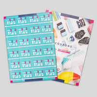 Couponbögen perforiert 24 Coupons beidseitig farbig bedruckt 4x6