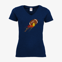 Damen-T-Shirt FOTL, Basic V-Neck - Motiv American Football Bunt