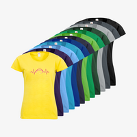 Damen-T-Shirt FOTL, Basic Rundhals - Motiv American Football EKG-Linie, Farbauswahl