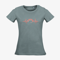 Damen-T-Shirt Russell, Organic - Motiv American Football EKG-Linie