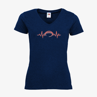 Damen-T-Shirt FOTL, Basic V-Neck - Motiv American Football EKG-Linie