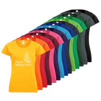 Damen-T-Shirt FOTL, Basic Rundhals - Motiv Frohe Weihnachten, Farbauswahl