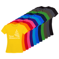 Damen-T-Shirt B&C, Organic - Motiv Frohe Weihnachten, Farbauswahl