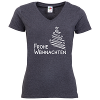 Damen-T-Shirt FOTL, Basic V-Neck - Motiv Frohe Weihnachten