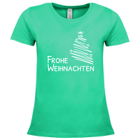 Damen-T-Shirt B&C, Premium - Motiv Frohe Weihnachten
