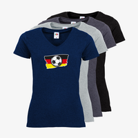 Damen-T-Shirt FOTL, Basic V-Neck - Motiv Fußball Deutschland, Farbauswahl