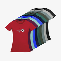 Damen-T-Shirt Russell, Organic - Motiv Fußball EKG-Linie, Farbauswahl