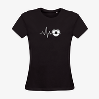 Damen-T-Shirt B&C, Organic - Motiv Fußball EKG-Linie