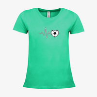 Damen-T-Shirt B&C, Premium - Motiv Fußball EKG-Linie