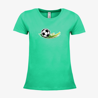Damen-T-Shirt B&C, Premium - Motiv Fußball Grün